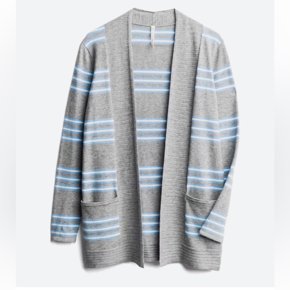 Lavish Ribbed Hem Striped Cardigan